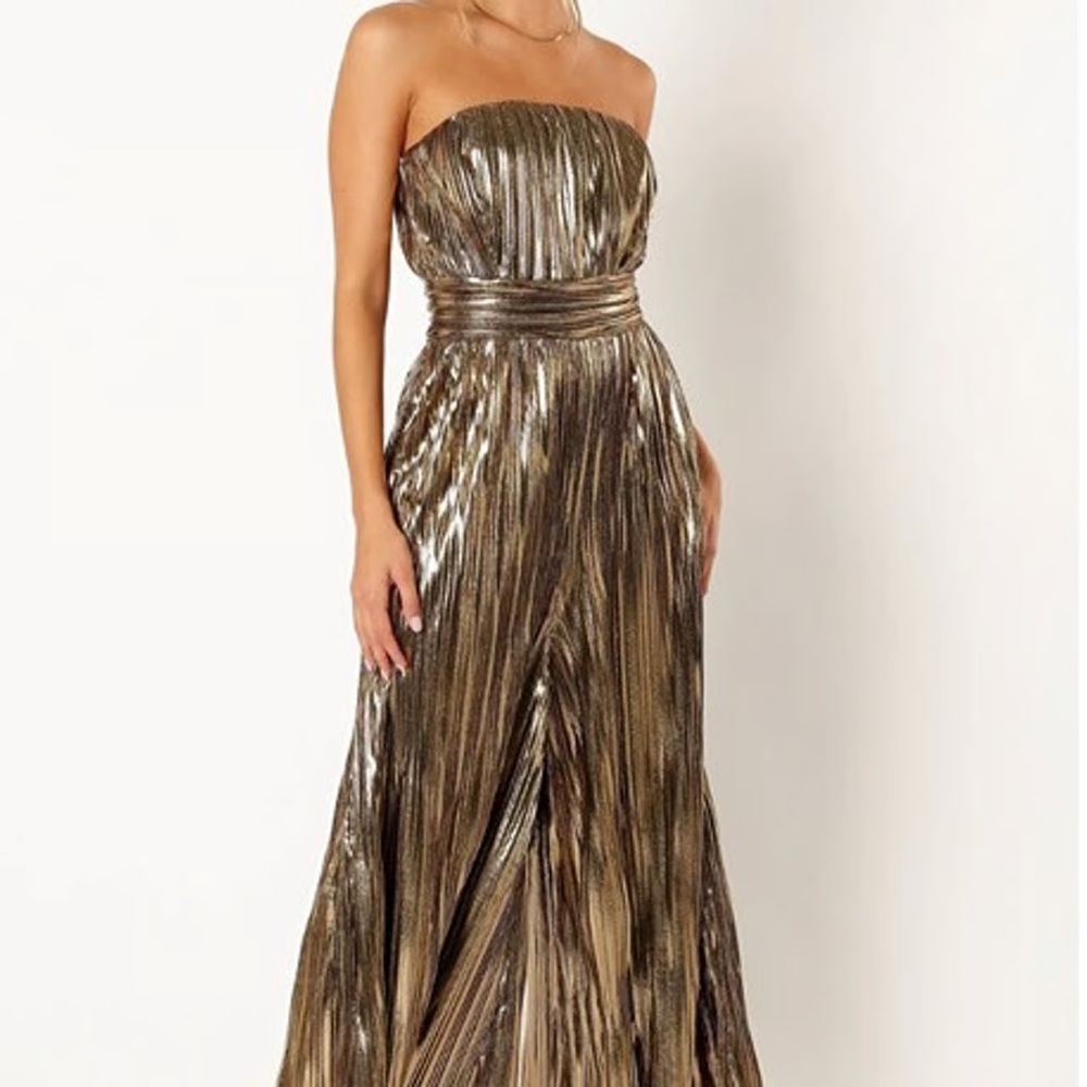 Gold Strapless Jumpsuit- Flying Tomato